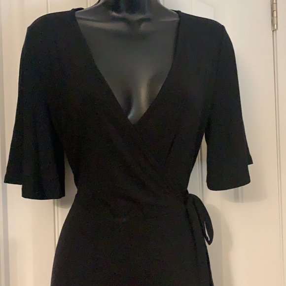 Black Jersey Wrap Dress Size Small $15 if you Buy 2 or more - Picture 4 of 6
